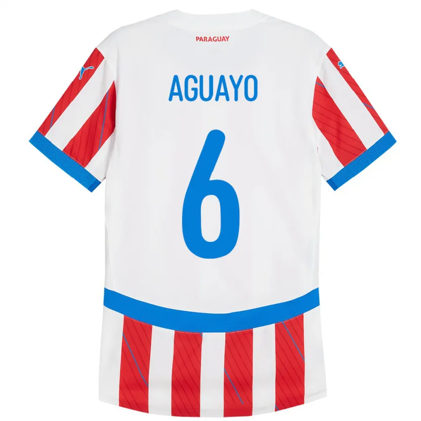 DanxenキッズパラグアイÁngel Aguayo#6赤、白ホームシャツ24-26ジャージーユニフォーム