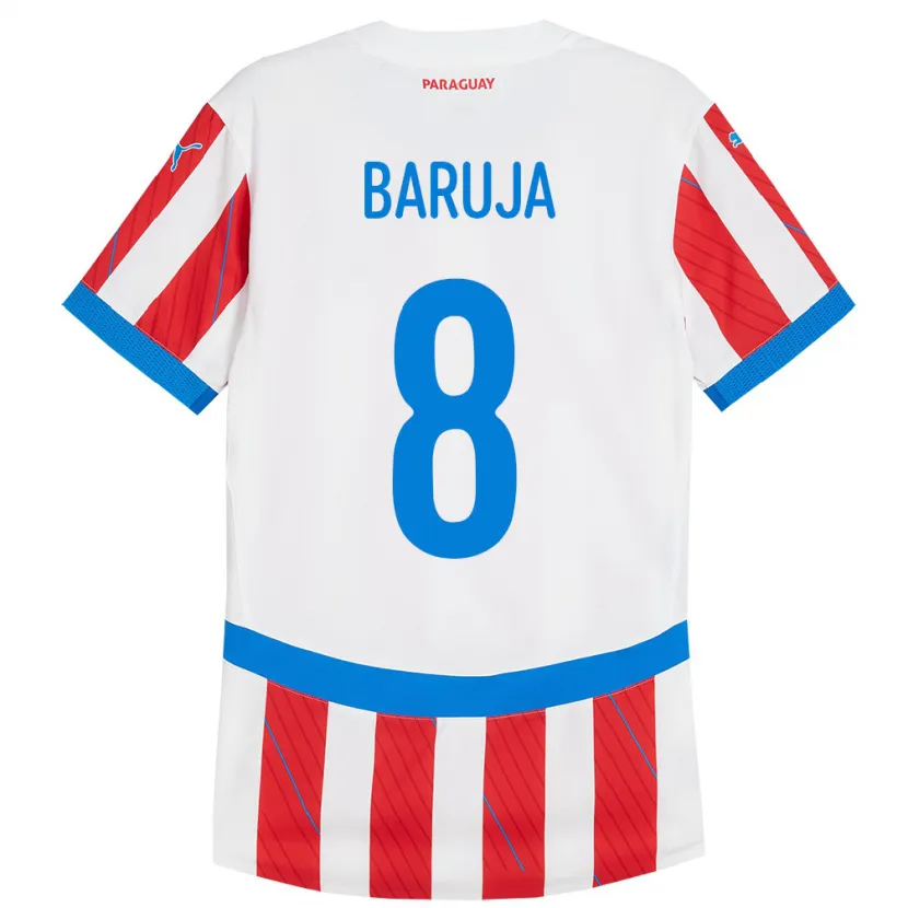DanxenキッズパラグアイFabrizio Baruja#8赤、白ホームシャツ24-26ジャージーユニフォーム
