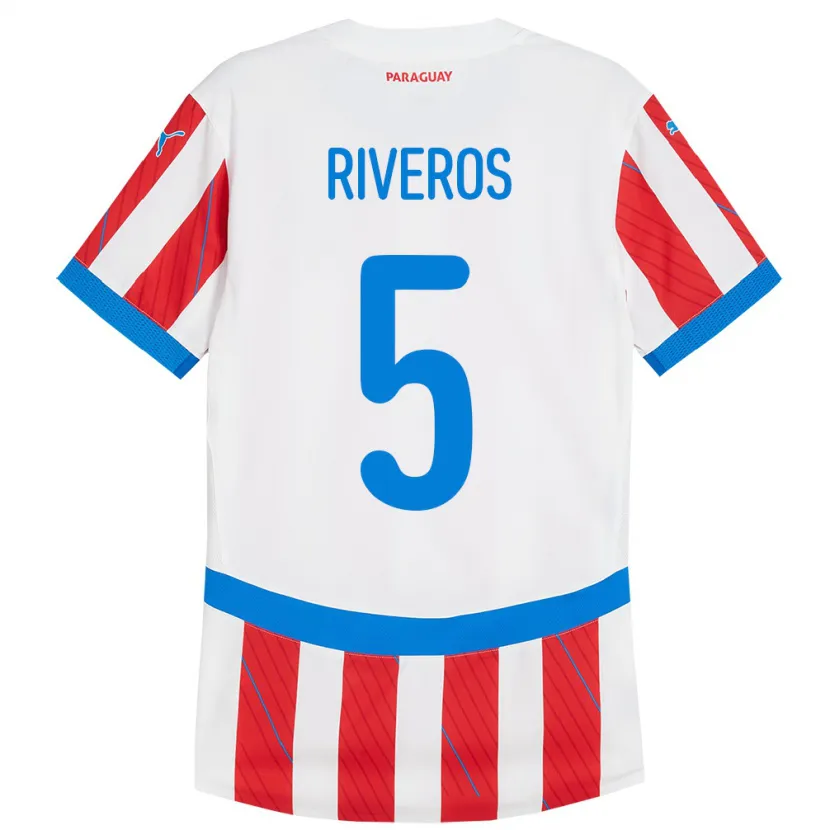 DanxenキッズパラグアイVerónica Riveros#5赤、白ホームシャツ24-26ジャージーユニフォーム