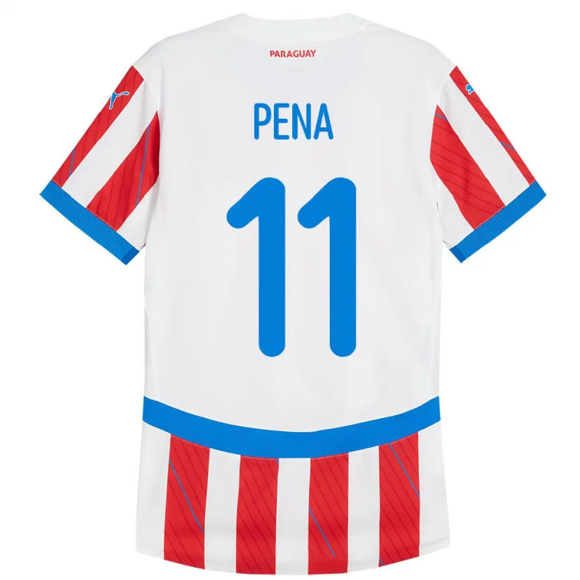 DanxenキッズパラグアイLiz Peña#11赤、白ホームシャツ24-26ジャージーユニフォーム