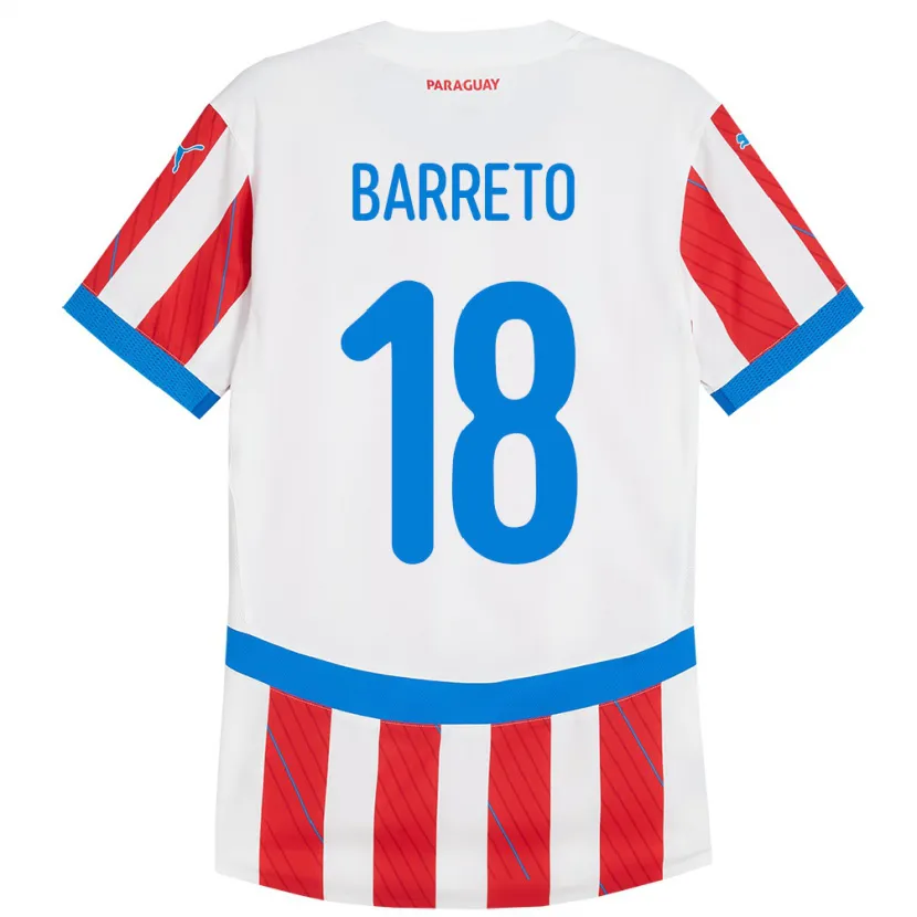 DanxenキッズパラグアイLiz Barreto#18赤、白ホームシャツ24-26ジャージーユニフォーム