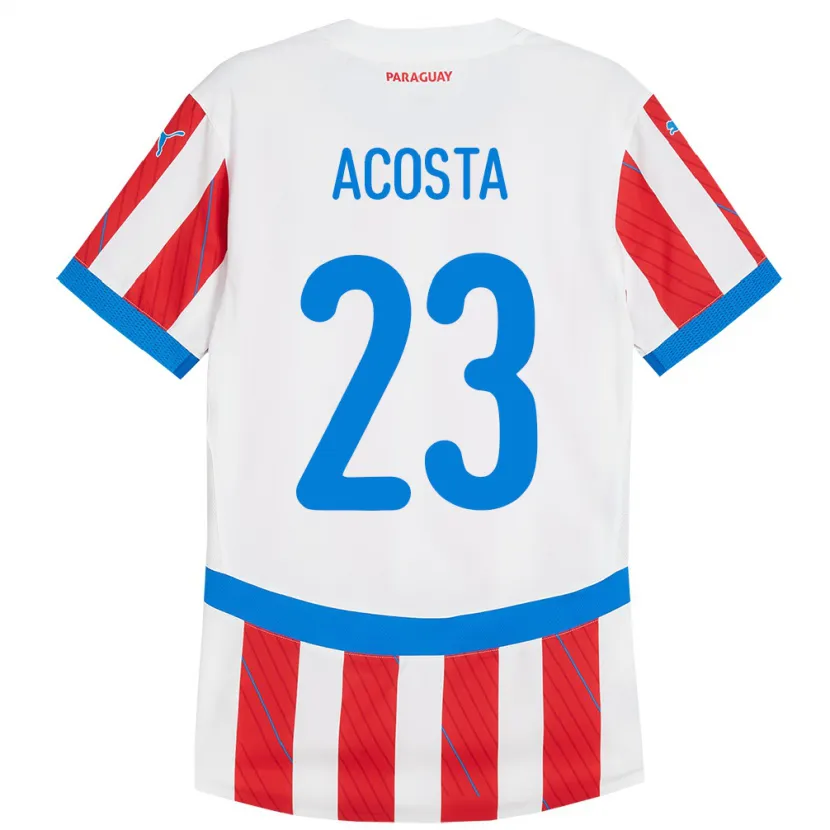 DanxenキッズパラグアイFátima Acosta#23赤、白ホームシャツ24-26ジャージーユニフォーム