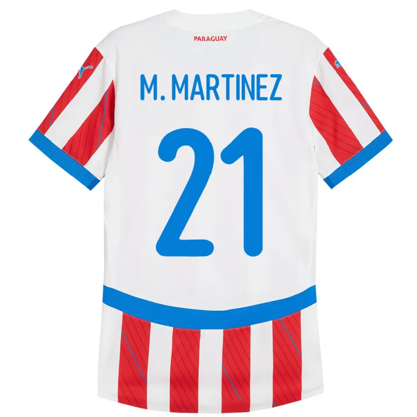 DanxenキッズパラグアイMaría Martínez#21赤、白ホームシャツ24-26ジャージーユニフォーム