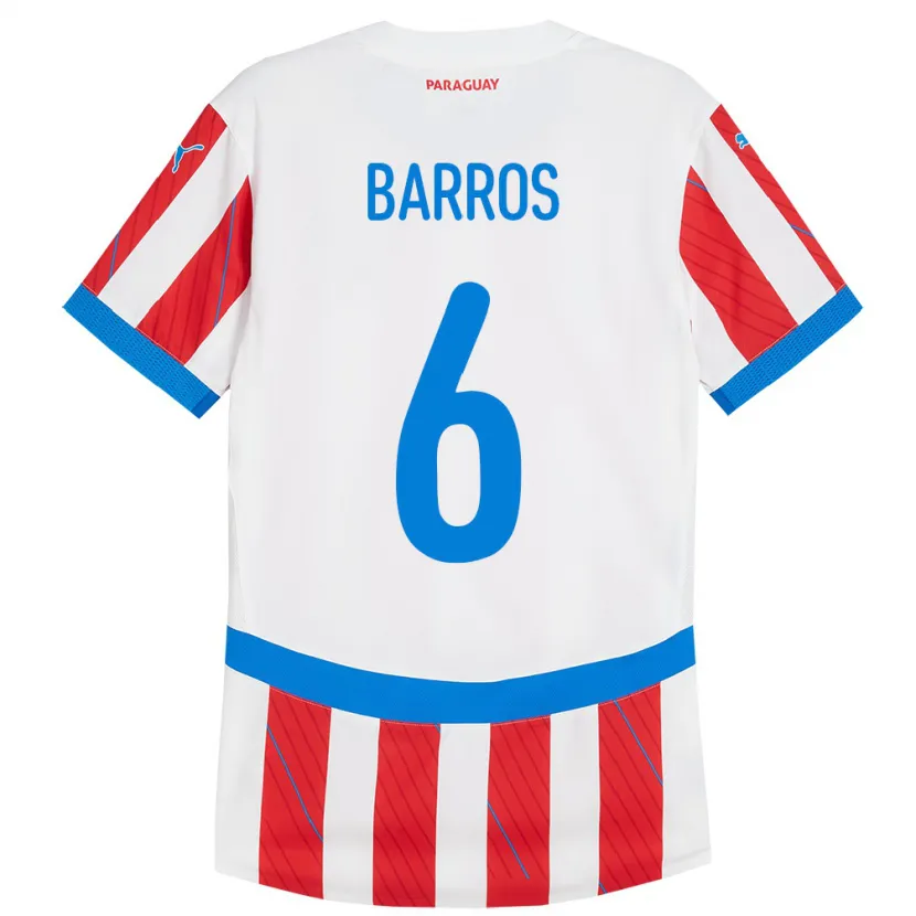 DanxenキッズパラグアイNatalia Barros#6赤、白ホームシャツ24-26ジャージーユニフォーム