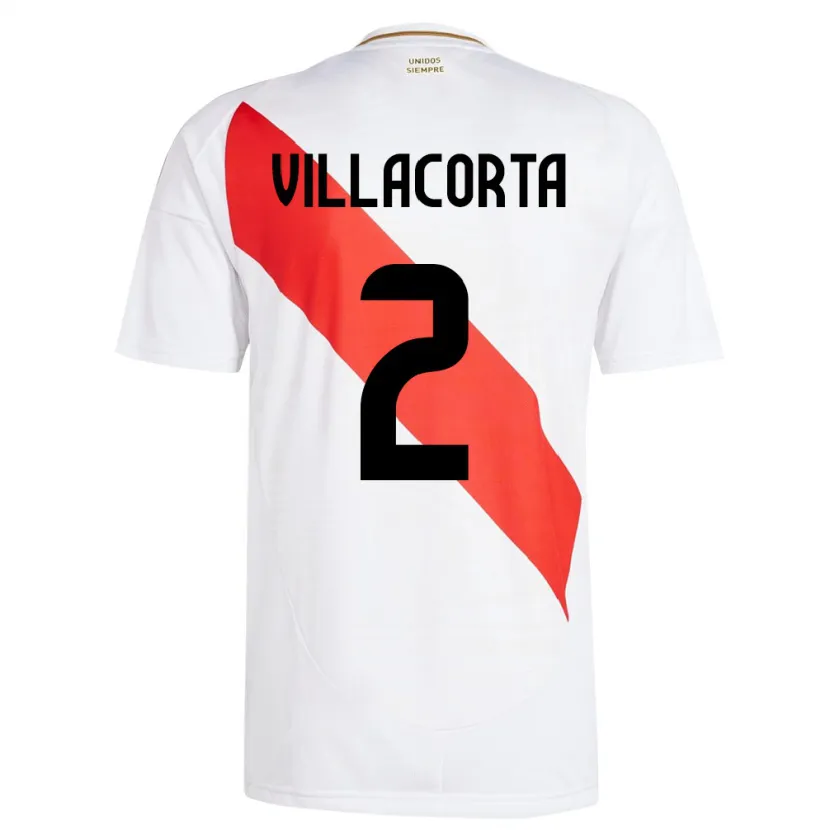 DanxenキッズペルーAnderson Villacorta#2白ホームシャツ24-26ジャージーユニフォーム