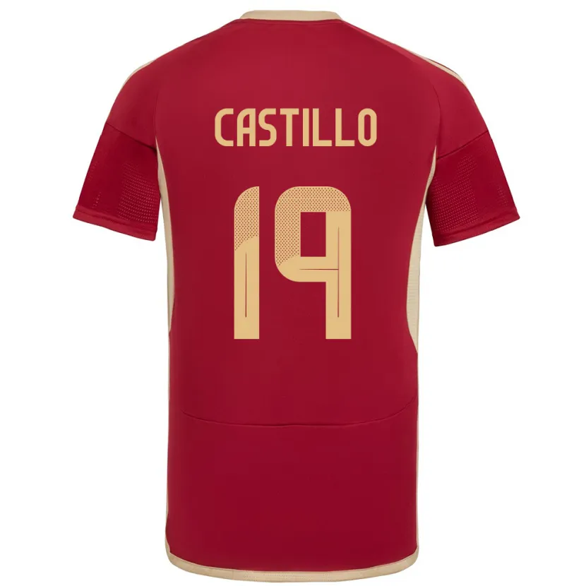 DanxenキッズベネズエラBryan Castillo#19ブルゴーニュホームシャツ24-26ジャージーユニフォーム