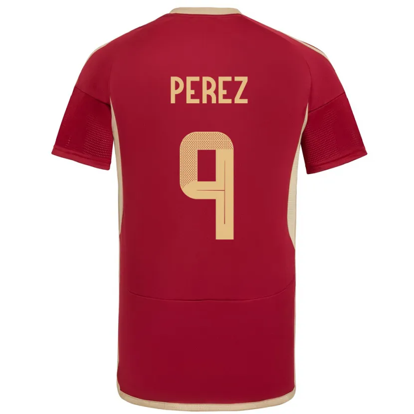 DanxenキッズベネズエラDaniel Pérez#9ブルゴーニュホームシャツ24-26ジャージーユニフォーム