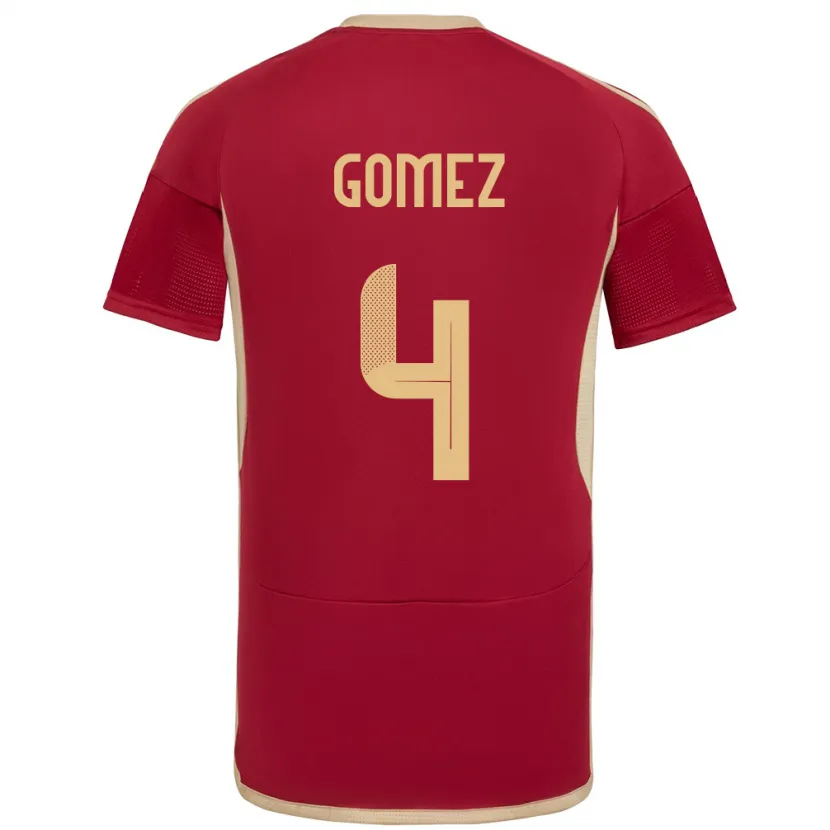 DanxenキッズベネズエラSantiago Gómez#4ブルゴーニュホームシャツ24-26ジャージーユニフォーム
