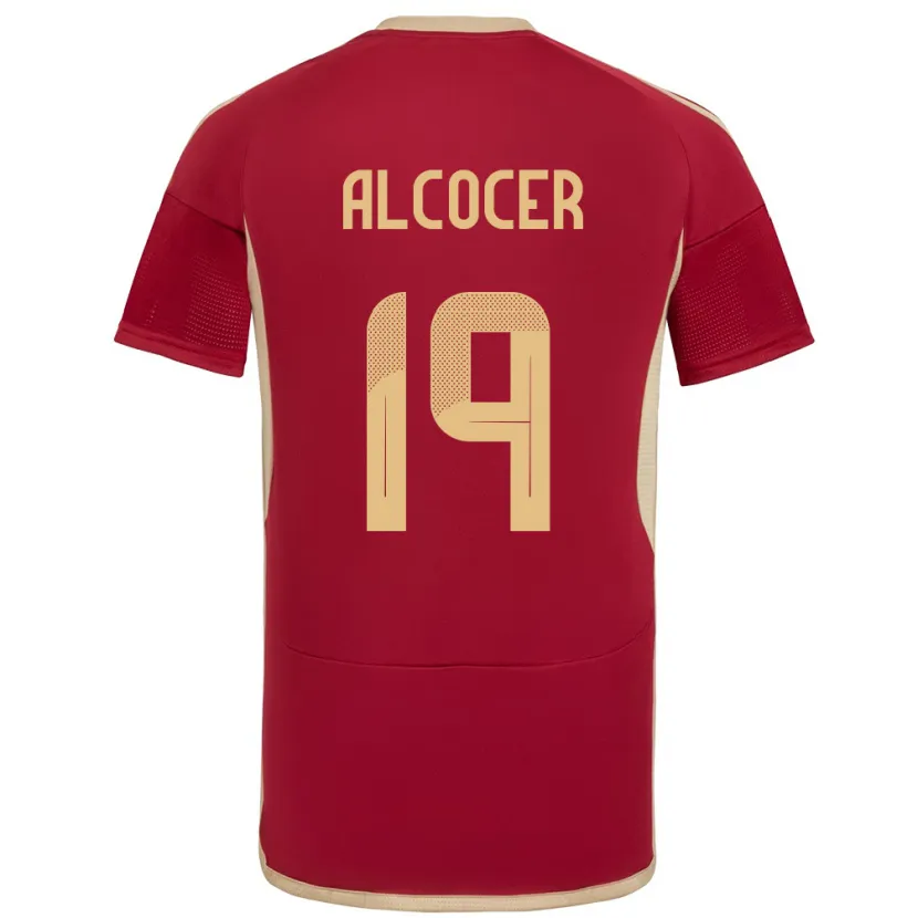 DanxenキッズベネズエラBrayan Alcocer#19ブルゴーニュホームシャツ24-26ジャージーユニフォーム