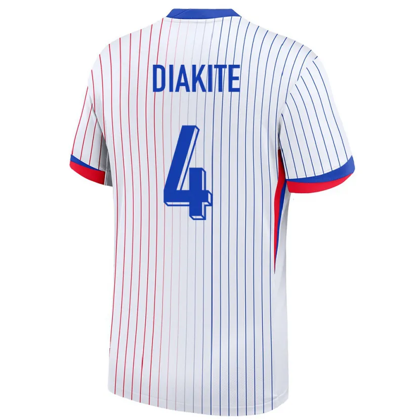 Danxenキッズフランスバフォデ・ディアキテ#4白アウェイシャツ24-26ジャージーユニフォーム