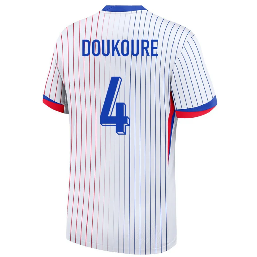Danxenキッズフランスイスマエル・ドゥクレ#4白アウェイシャツ24-26ジャージーユニフォーム