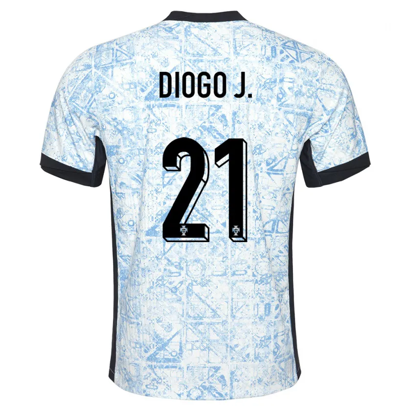 Danxenキッズポルトガルディオゴ・ジョッタ#21クリームブルーアウェイシャツ24-26ジャージーユニフォーム