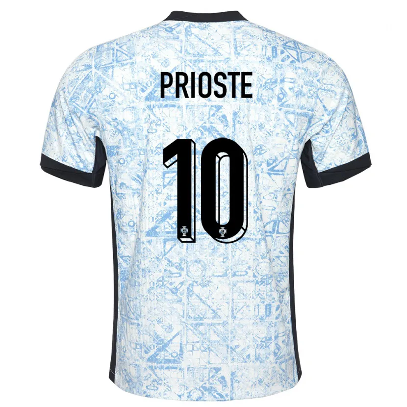 DanxenキッズポルトガルDiogo Prioste#10クリームブルーアウェイシャツ24-26ジャージーユニフォーム