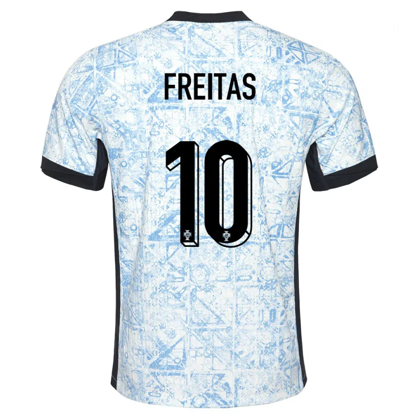 DanxenキッズポルトガルTiago Freitas#10クリームブルーアウェイシャツ24-26ジャージーユニフォーム