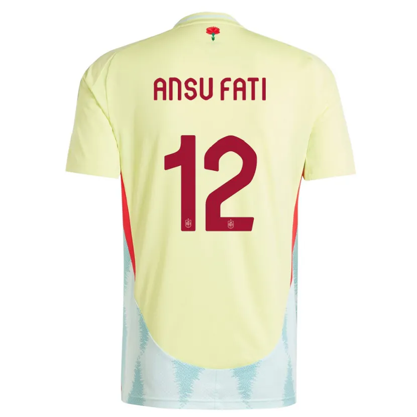 Danxenキッズスペインアンス・ファティ#12黄アウェイシャツ24-26ジャージーユニフォーム