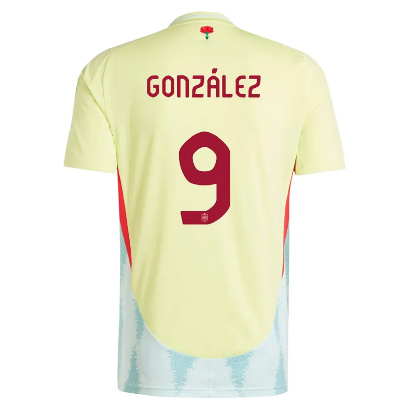Danxenキッズスペインエスター・ゴンザレス#9黄アウェイシャツ24-26ジャージーユニフォーム
