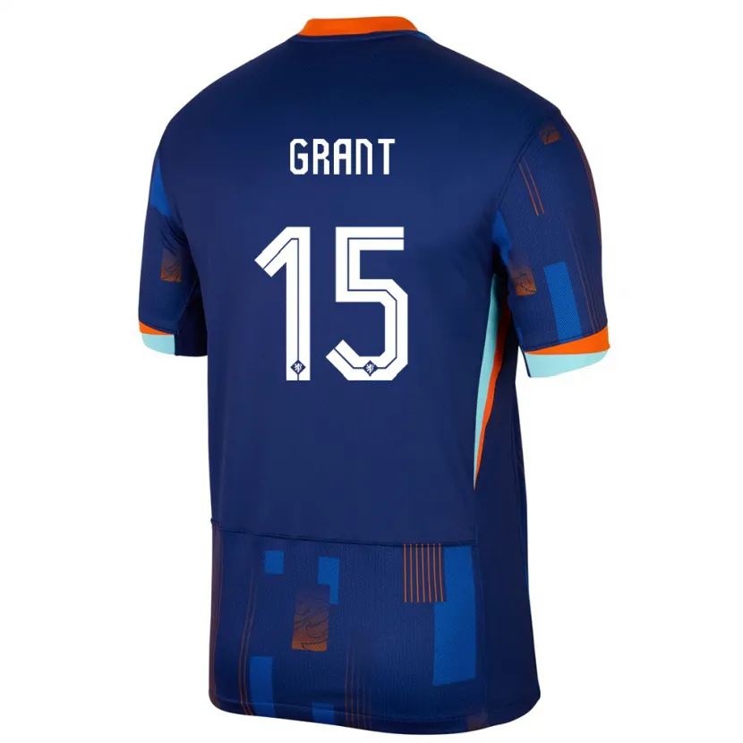 DanxenキッズオランダChasity Grant#15青アウェイシャツ24-26ジャージーユニフォーム
