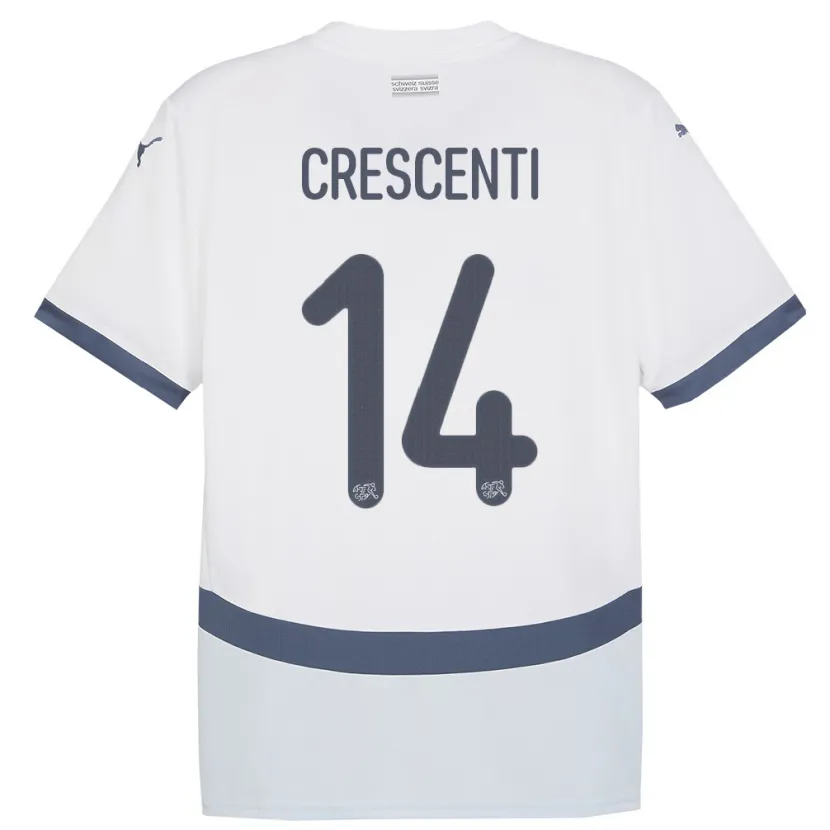 DanxenキッズスイスFederico Crescenti#14白アウェイシャツ24-26ジャージーユニフォーム