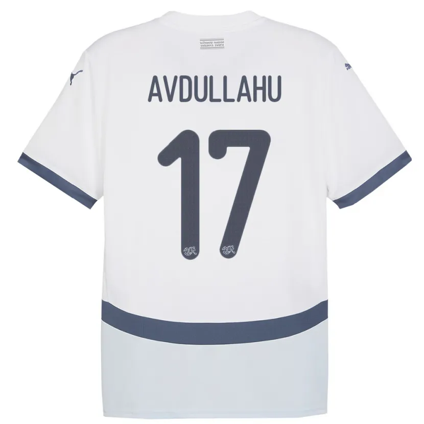 DanxenキッズスイスLeon Avdullahu#17白アウェイシャツ24-26ジャージーユニフォーム