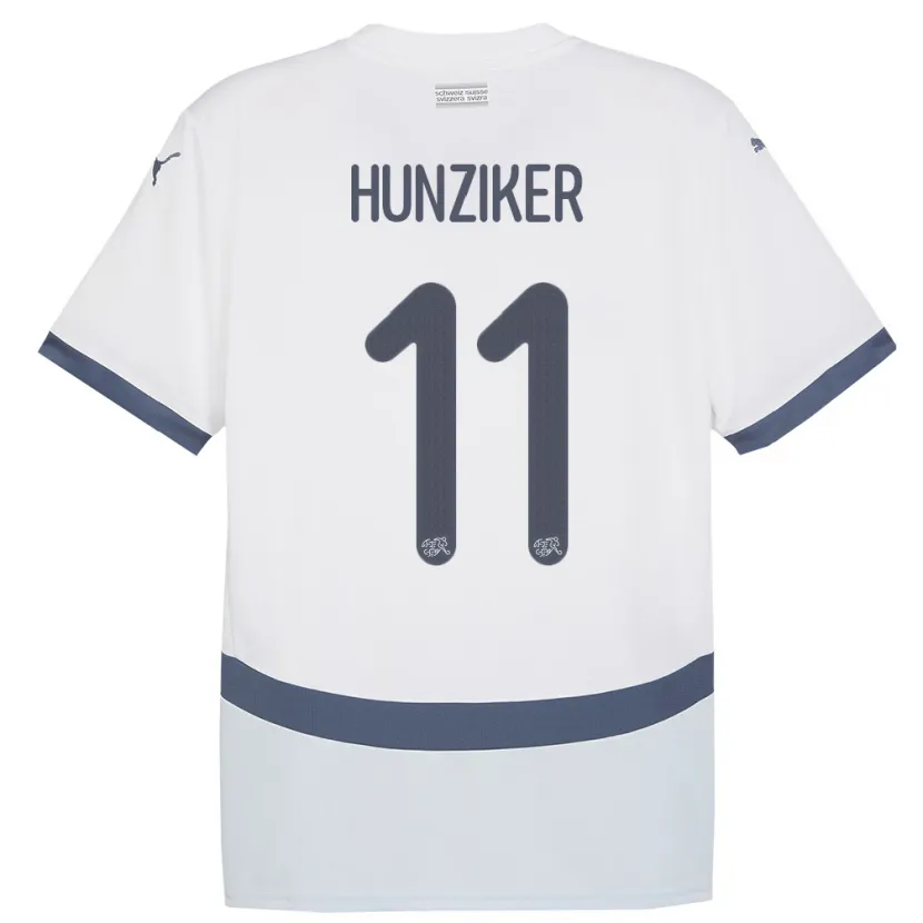 DanxenキッズスイスAndrin Hunziker#11白アウェイシャツ24-26ジャージーユニフォーム