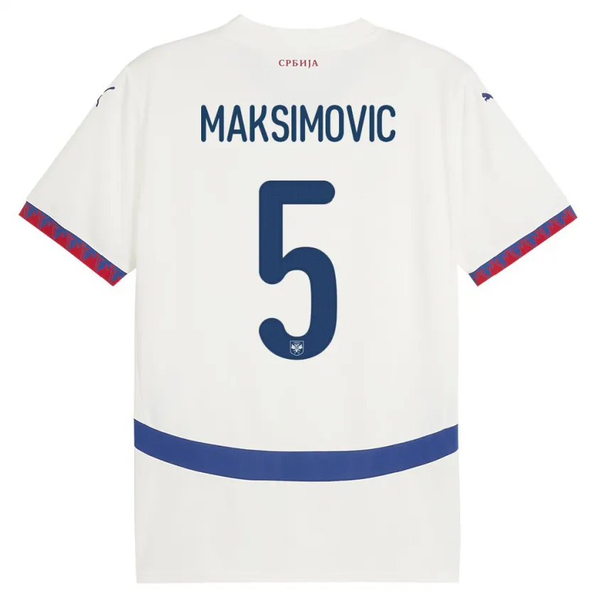 Danxenキッズセルビアネマニャ・マクシモビッチ#5白アウェイシャツ24-26ジャージーユニフォーム