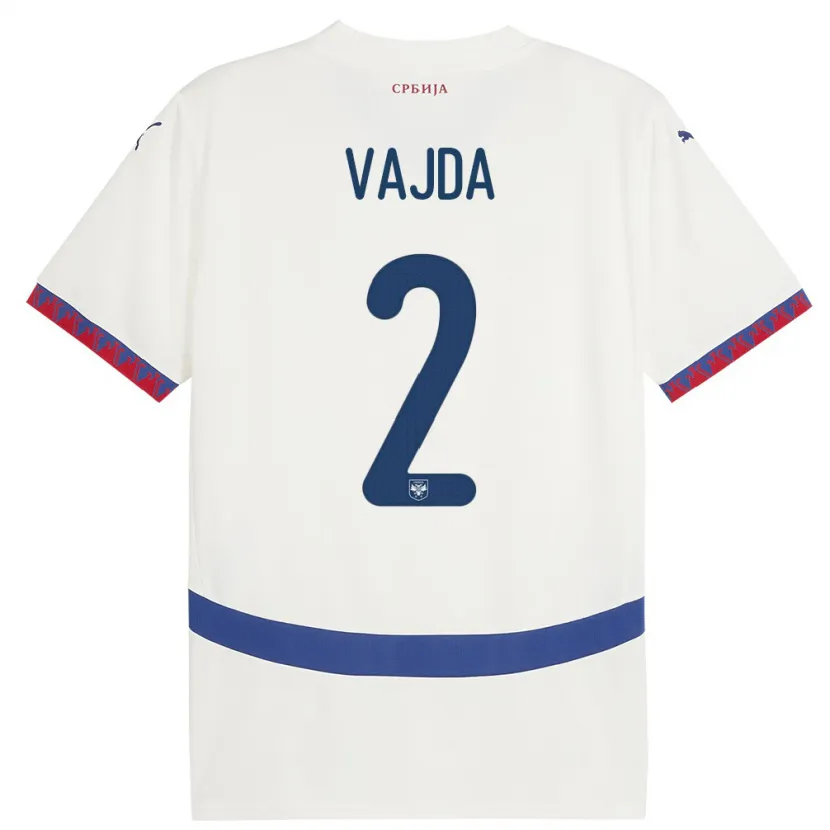 DanxenキッズセルビアOrsoja Vajda#2白アウェイシャツ24-26ジャージーユニフォーム