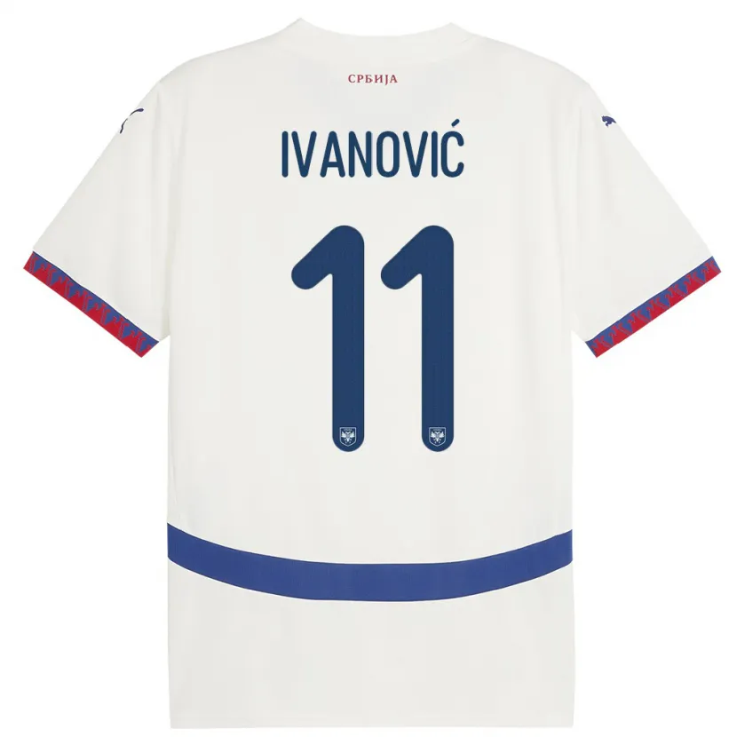 DanxenキッズセルビアMiljana Ivanovic#11白アウェイシャツ24-26ジャージーユニフォーム