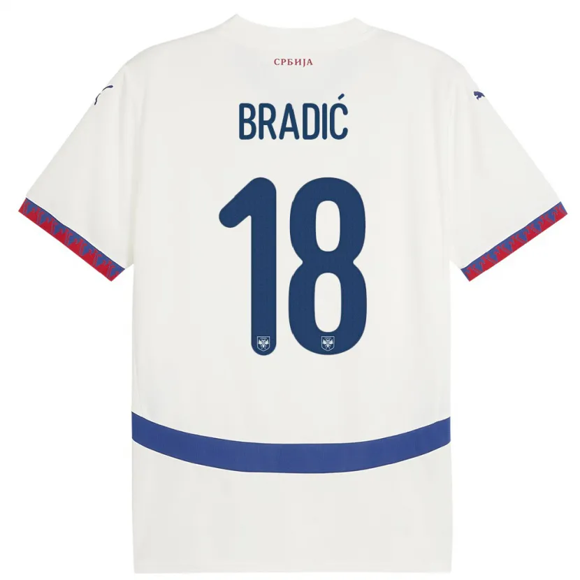 DanxenキッズセルビアBiljana Bradic#18白アウェイシャツ24-26ジャージーユニフォーム