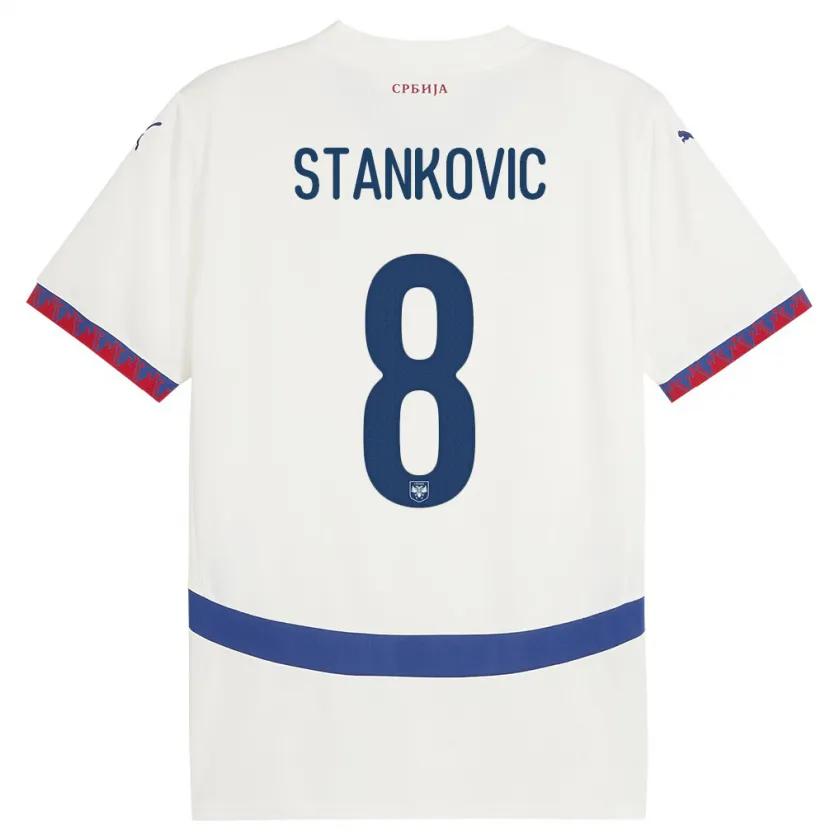 Danxenキッズセルビアニコラ・スタンコヴィッチ#8白アウェイシャツ24-26ジャージーユニフォーム