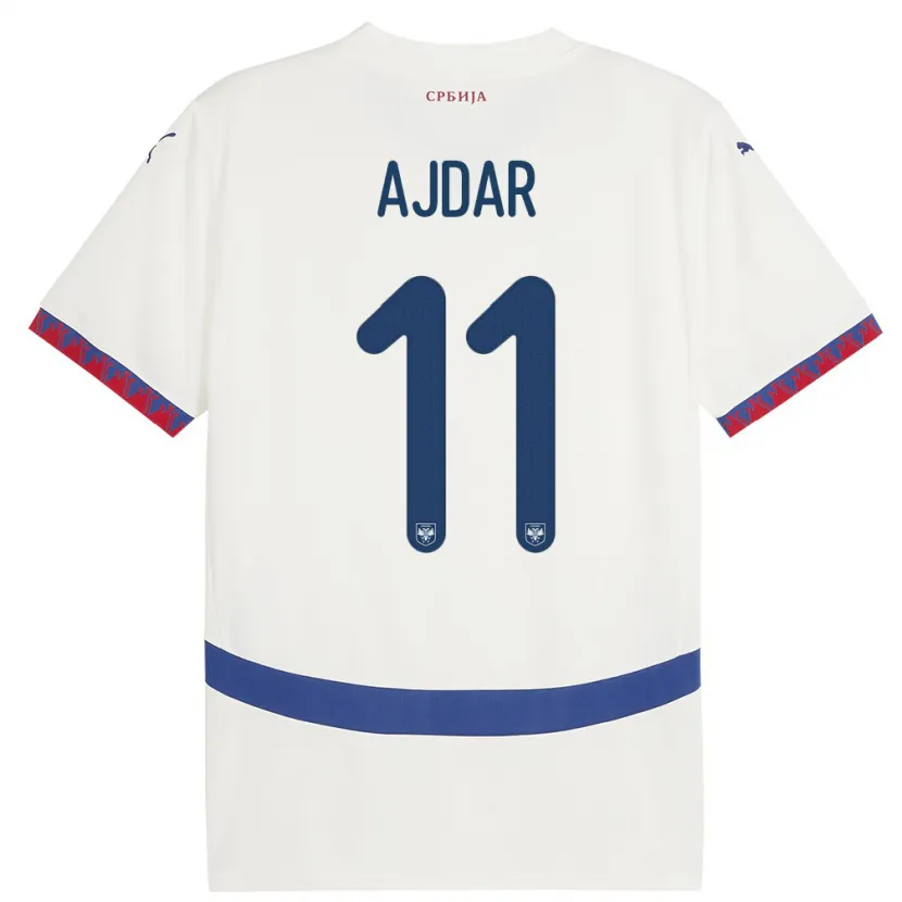 DanxenキッズセルビアOgnjen Ajdar#11白アウェイシャツ24-26ジャージーユニフォーム