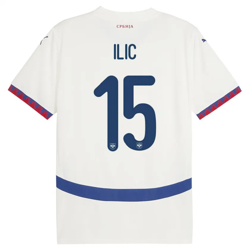 Danxenキッズセルビアミハイロ・イリッチ#15白アウェイシャツ24-26ジャージーユニフォーム