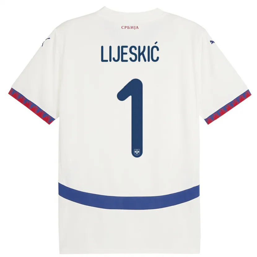 DanxenキッズセルビアLuka Lijeskic#1白アウェイシャツ24-26ジャージーユニフォーム