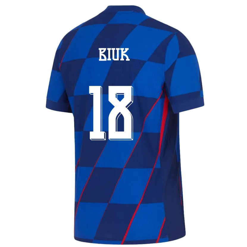 Danxenキッズクロアチアスティペ・ビウク#18青アウェイシャツ24-26ジャージーユニフォーム