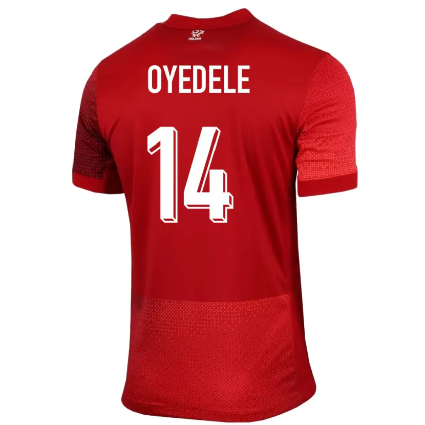 DanxenキッズポーランドMaximillian Oyedele#14赤アウェイシャツ24-26ジャージーユニフォーム