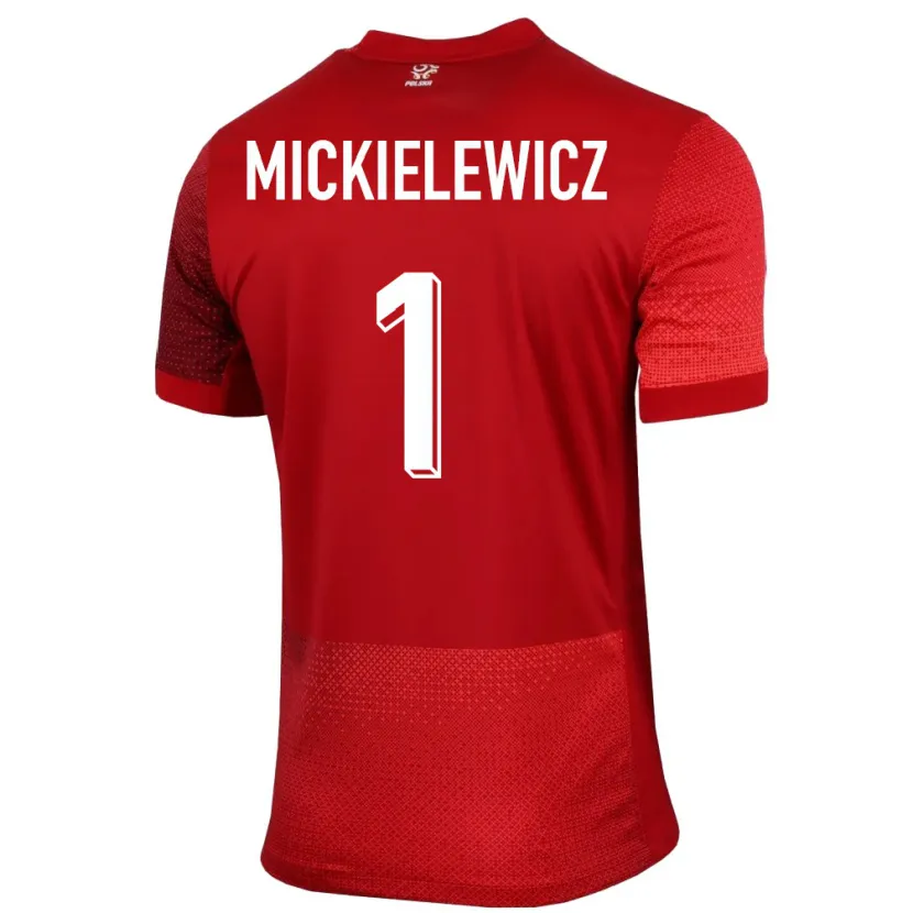 DanxenキッズポーランドAleksander Mickielewicz#1赤アウェイシャツ24-26ジャージーユニフォーム
