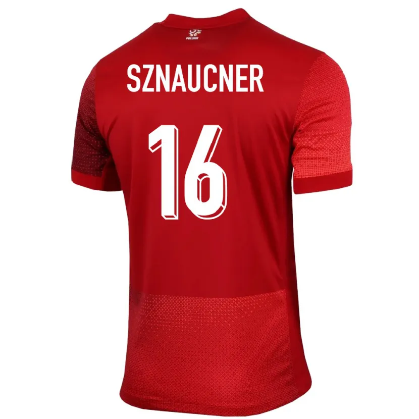 DanxenキッズポーランドMaksymilian Sznaucner#16赤アウェイシャツ24-26ジャージーユニフォーム
