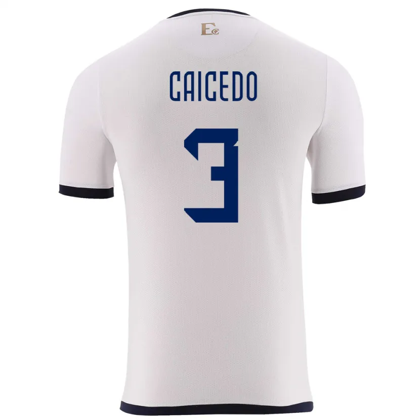 DanxenキッズエクアドルJessy Caicedo#3白アウェイシャツ24-26ジャージーユニフォーム