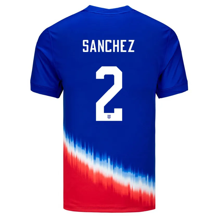 Danxenキッズアメリカ合衆国アシュリー・サンチェス#2青アウェイシャツ24-26ジャージーユニフォーム