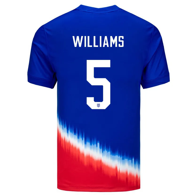 Danxenキッズアメリカ合衆国Thomas Williams#5青アウェイシャツ24-26ジャージーユニフォーム