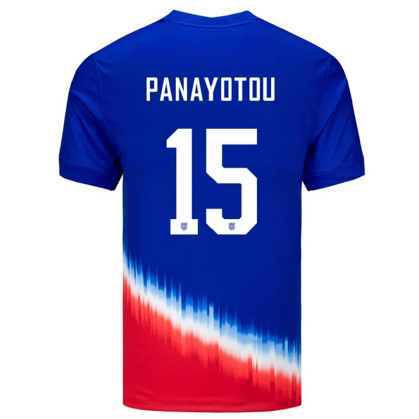 Danxenキッズアメリカ合衆国ジャック・パナヨトゥ#15青アウェイシャツ24-26ジャージーユニフォーム