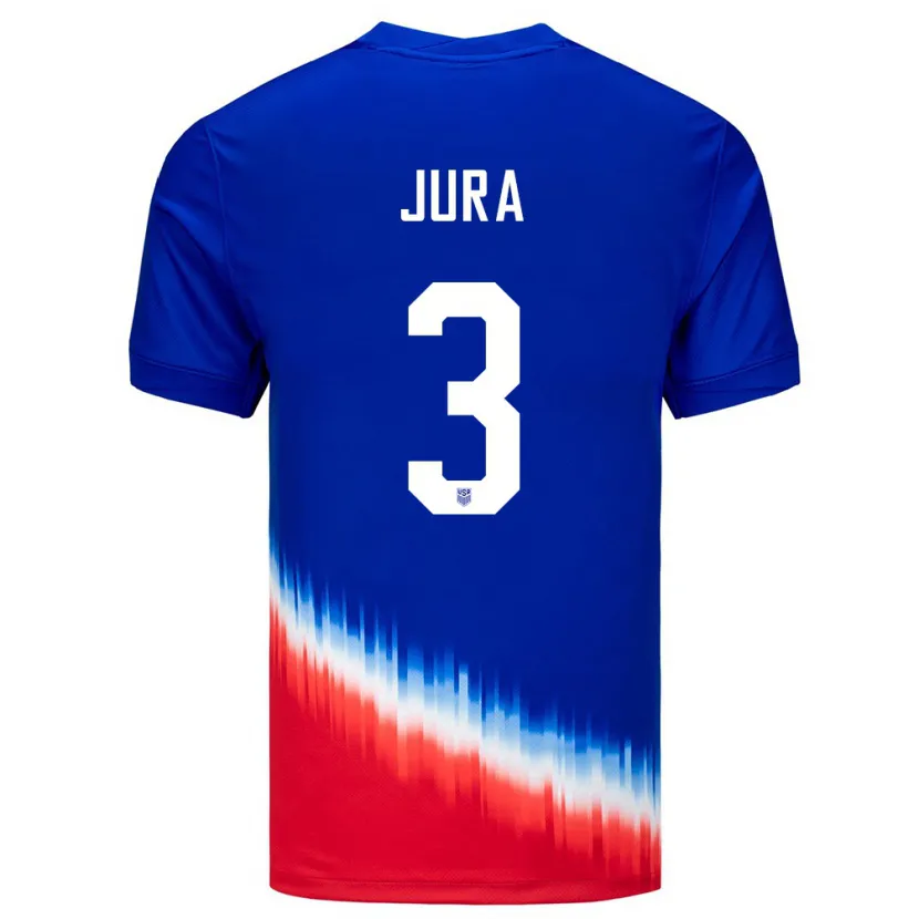 Danxenキッズアメリカ合衆国ソーヤー・ジョージ・ジューラ#3青アウェイシャツ24-26ジャージーユニフォーム