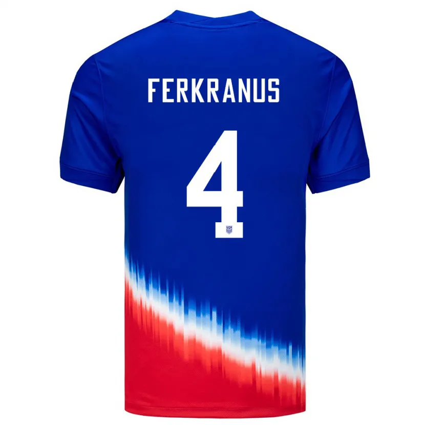 Danxenキッズアメリカ合衆国マーカス・フェルクラヌス#4青アウェイシャツ24-26ジャージーユニフォーム