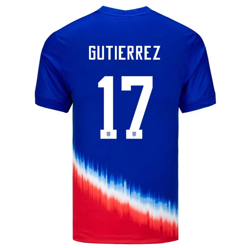 Danxenキッズアメリカ合衆国ブライアン・グティエレス#17青アウェイシャツ24-26ジャージーユニフォーム