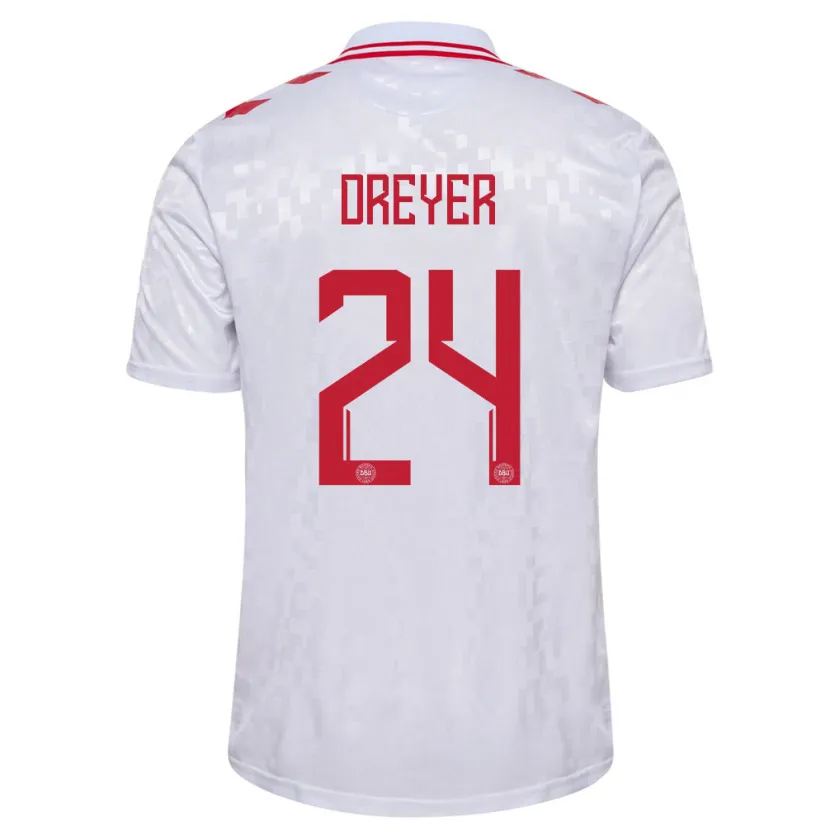 Danxenキッズデンマークアンダース・ドレイヤー#24白アウェイシャツ24-26ジャージーユニフォーム