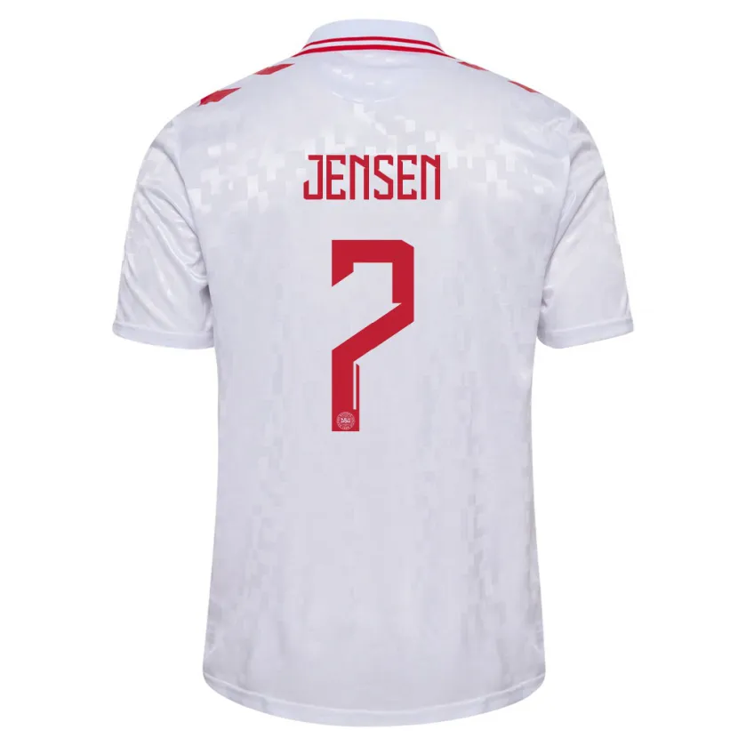 Danxenキッズデンマークビクター・ジェンセン#7白アウェイシャツ24-26ジャージーユニフォーム