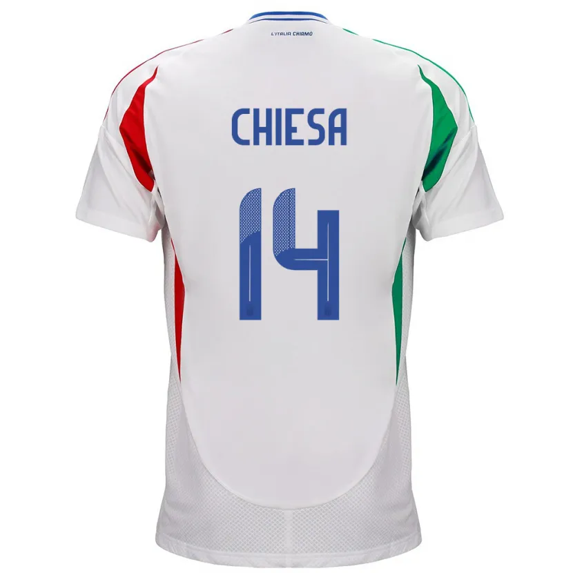 Danxenキッズイタリアフェデリコ・キエーザ#14白アウェイシャツ24-26ジャージーユニフォーム