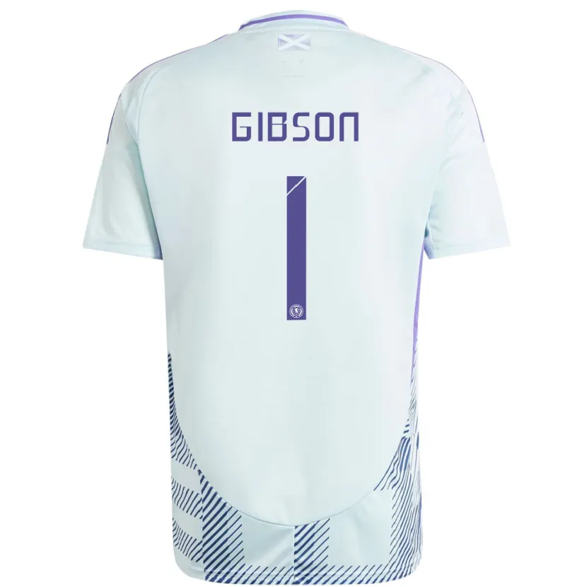 DanxenキッズスコットランドLee Gibson#1ライトミントブルーアウェイシャツ24-26ジャージーユニフォーム