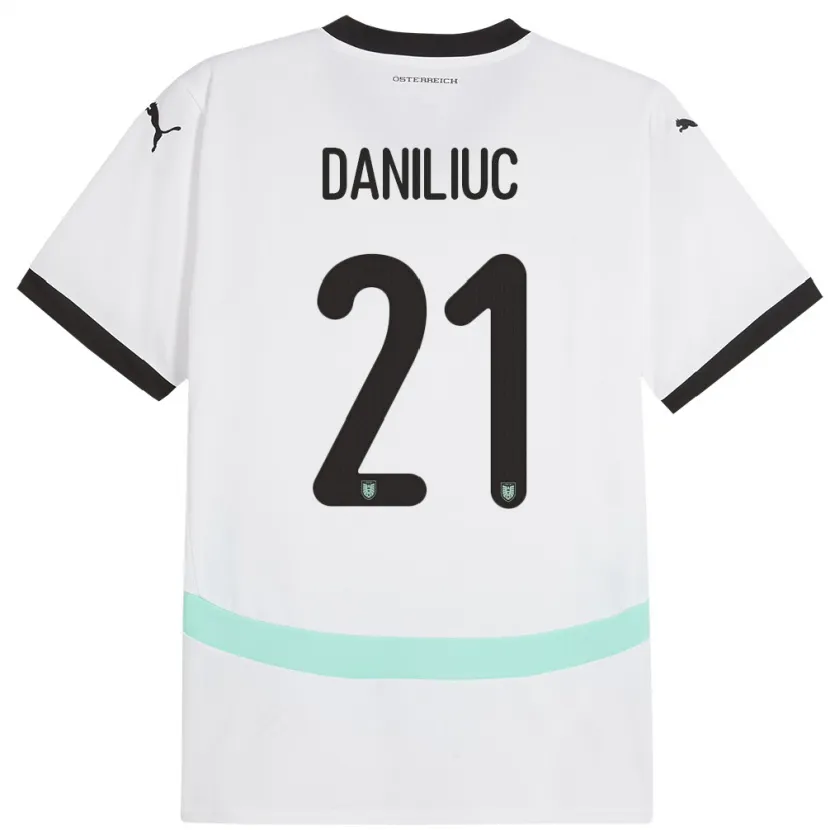 Danxenキッズオーストリアフラヴィウス・ダニリウク#21白アウェイシャツ24-26ジャージーユニフォーム