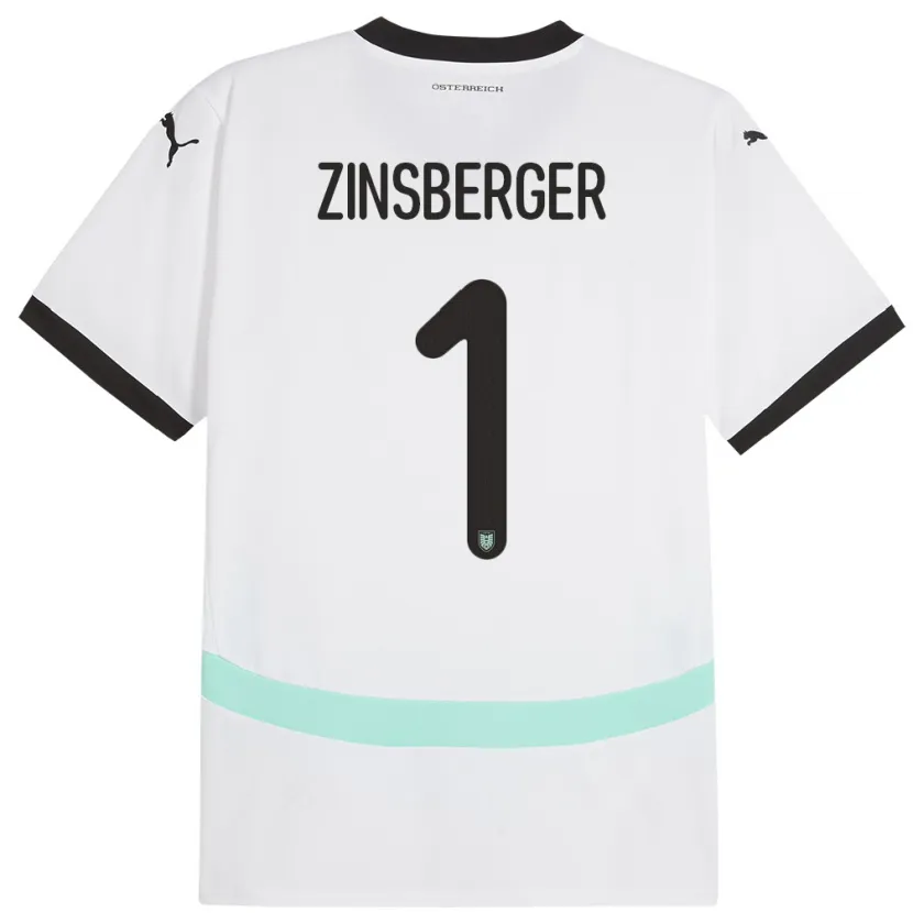 Danxenキッズオーストリアマヌエーラ・ツィンスベルガー#1白アウェイシャツ24-26ジャージーユニフォーム