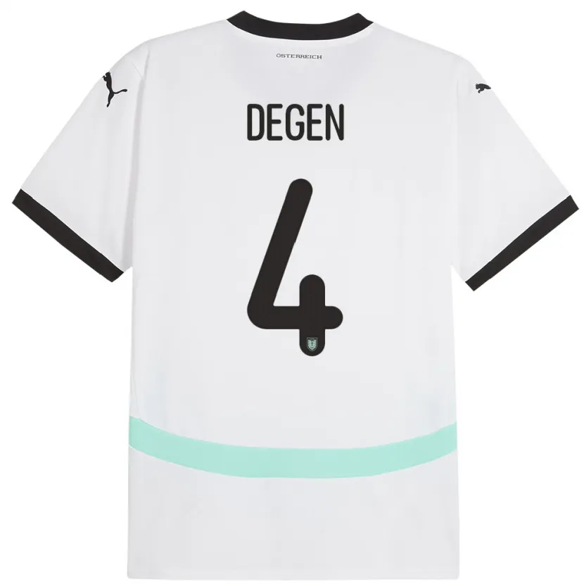Danxenキッズオーストリアセリーナ・デゲン#4白アウェイシャツ24-26ジャージーユニフォーム